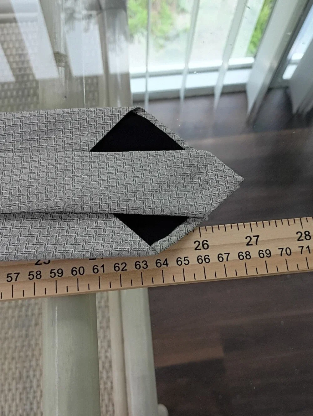 Calvin Klein Tie Gray Necktie Geometric Silk Wool Polyester Made In USA 55